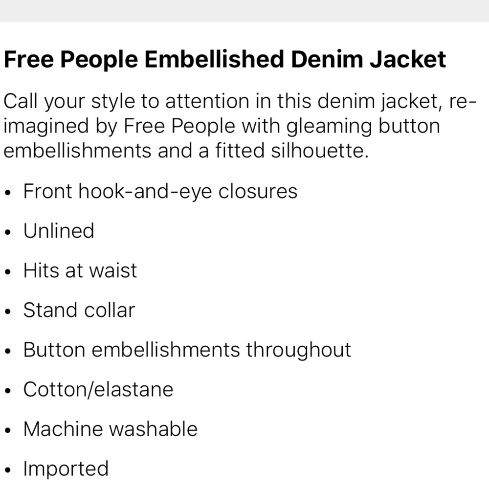 Free People Embellished Denim Military Jacket Sz:L - Picture 8 of 8